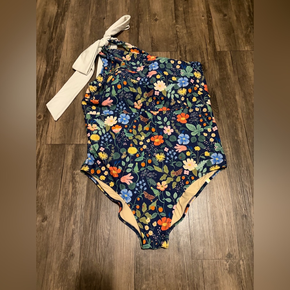 Summersalt X Rifle Paper Co. The Bow-Shoulder Ruched Sidestroke 20